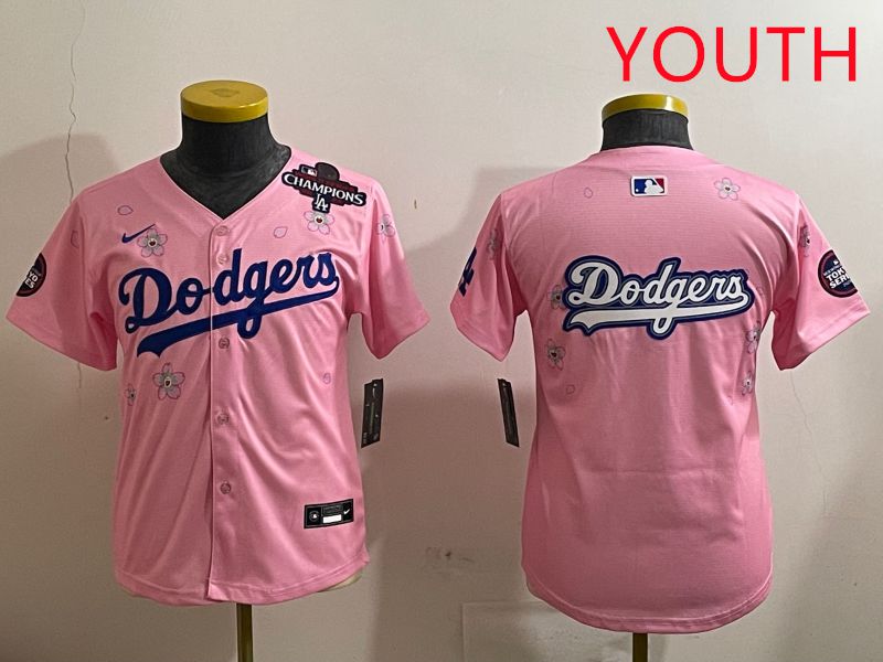 Youth Los Angeles Dodgers Blank Pink Sakura Edition 2025 Nike MLB Jersey style 14